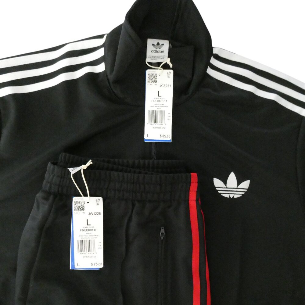 Adidas Women’s Firebird Originals Track Set Black Better Scarlet L JC8251 JW1226 - Picture 15 of 15